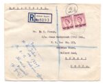 1958 Registered Airmail Ahmadi Kuwait cover To India
