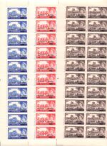 1957- Complete sheets of GB Castles Surcharged Kuwait Type II